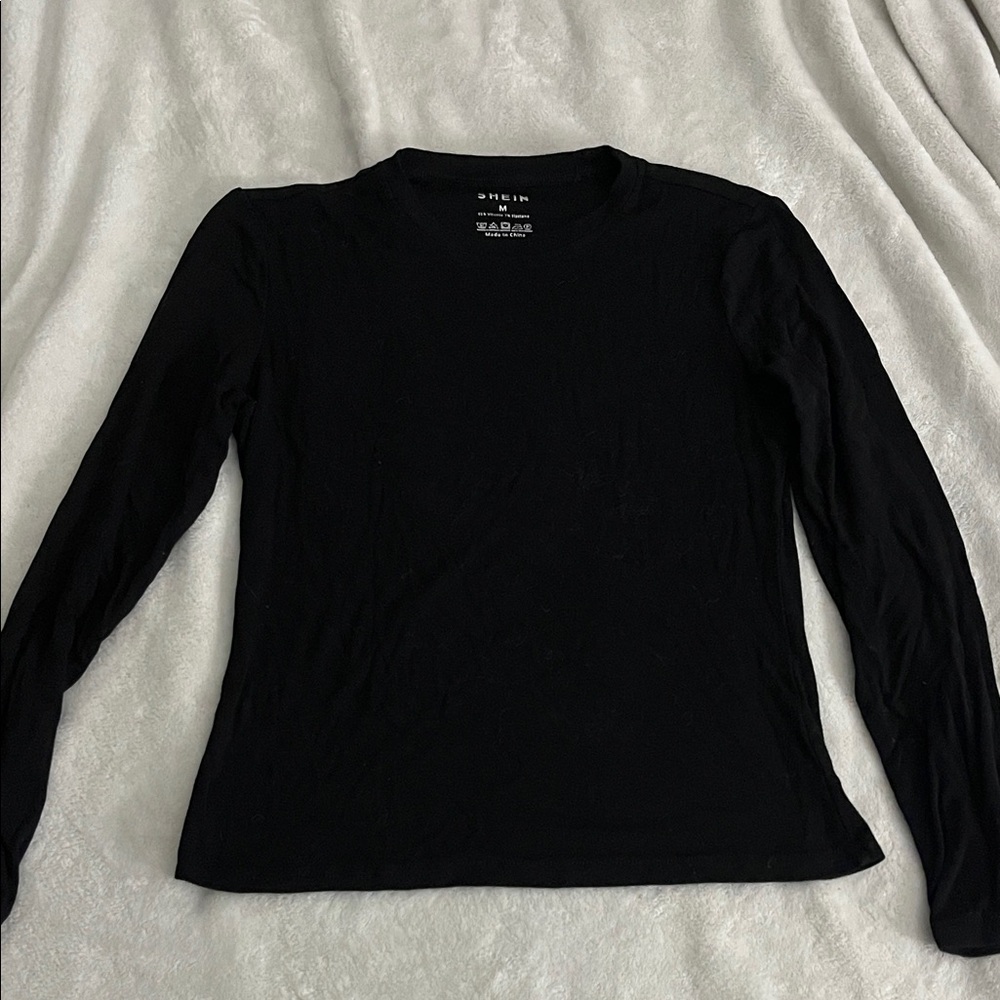 SHEIN Black Long Sleeve Women's Tee